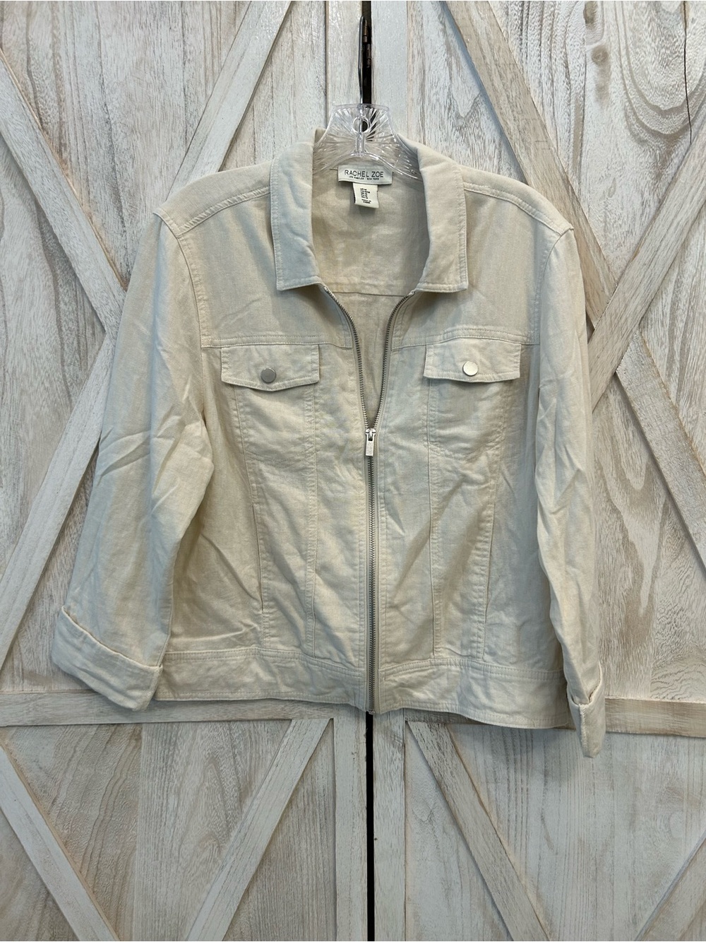 Rachel Zoe Light Cream Zip-Front Jacket